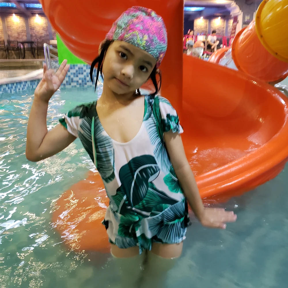 Girls'swimsuit, swimming pool hot spring in the big one-piece easy-to-wear swimsuit KS023