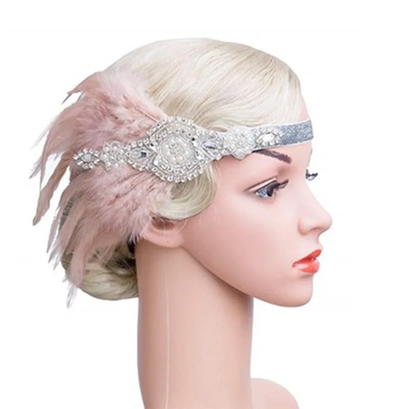 Great Gatsby Headpiece Vintage 1920s Feather Headband Tassels Sequin Charleston Headband Roaring 20s Costume Flapper Accessories