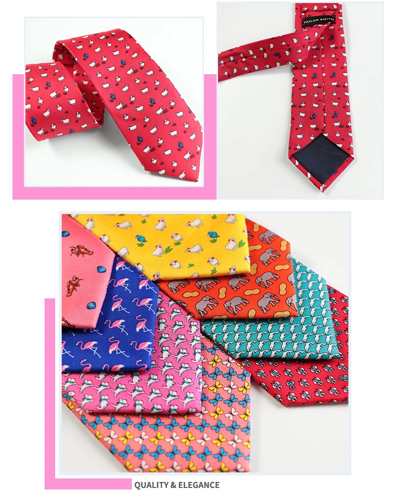 Schneider Smith Neue Mode Gedruckt Tier 100% Silk Krawatten Flamingo Hund Schafe Druck Männer Anzug Freizeit Muster Silk Krawatte Krawatte – Detail 23