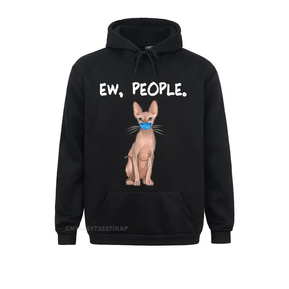 

Sphynx Ew People Funny Cat Wearing Face Mask Beach Sweatshirts Hip Hop Mens Hoodies Casual Long Sleeve Clothes