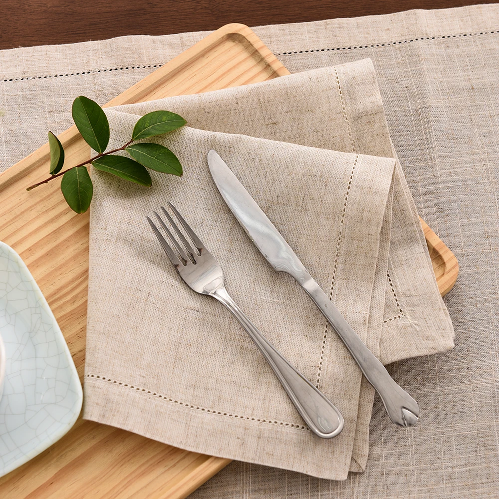 12 Stück Tischservietten für Hochzeit, Party, Abendessen, weiße Stoffservietten für Restaurant und Zuhause, Baumwoll-Leinen-Taschentücher in 4 Größen – Detail 17