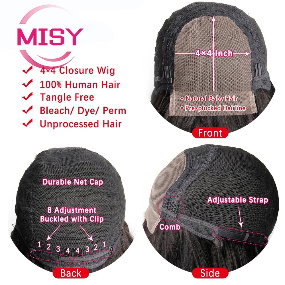 Kinky Curly Lace Closure Wig Human Hair for Black Women Middle Part Brazilian Hair Wig Short Curly Human Hair Wigs