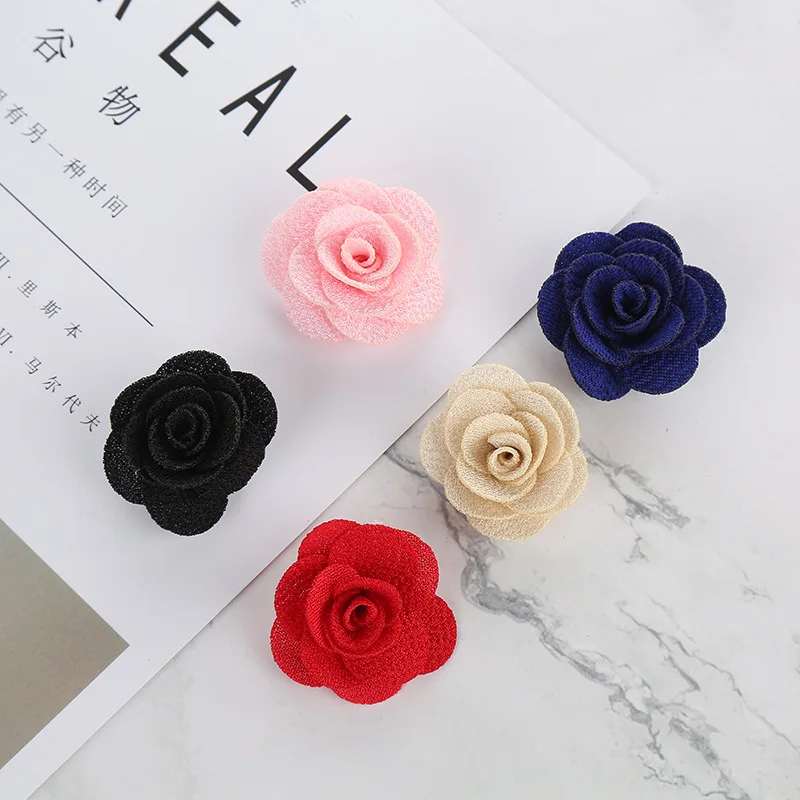 10pcs/lot 4cm Camellia DIY decorative Flower Without Clip For Girls Hair Accessories Hand Craft DIY