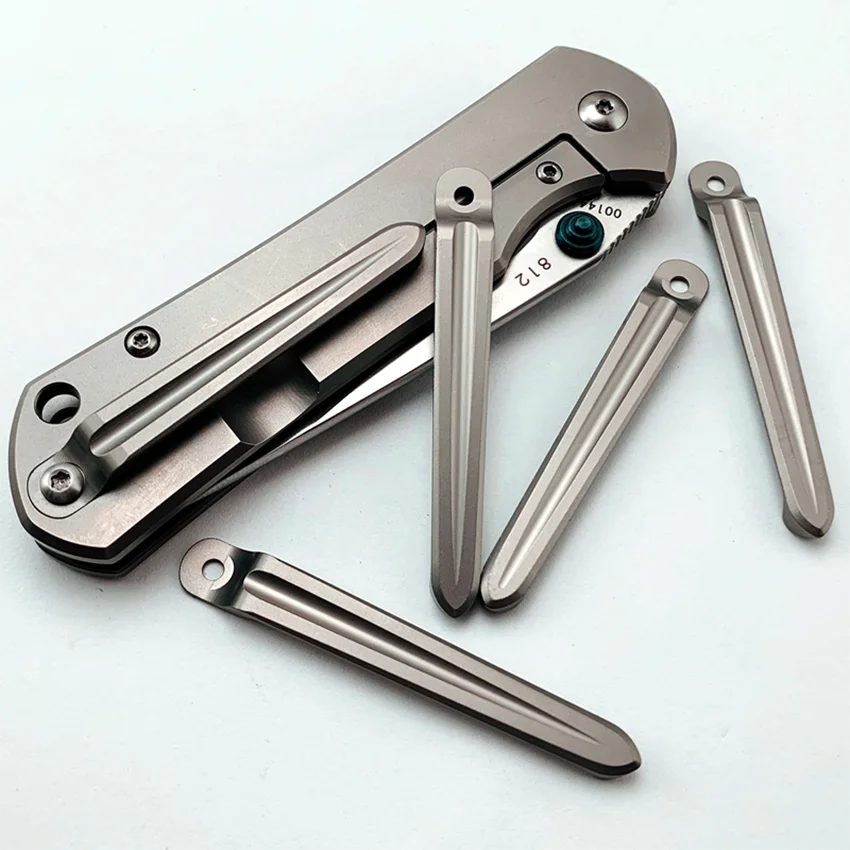 1 pc CNC Titanium Alloy TC4 SANRENMU 812 912 901 902 9103 9104 Folding Knife Back Clip One-piece Clamp Making DIY Pocket Parts