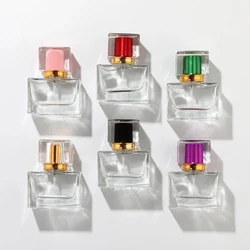 5pcs 30ml 50ml Glass Refillable Spiral Thick Bottom Square Glass Atomizer Perfume Bottle Cosmetic Empty Spray Bottle Container