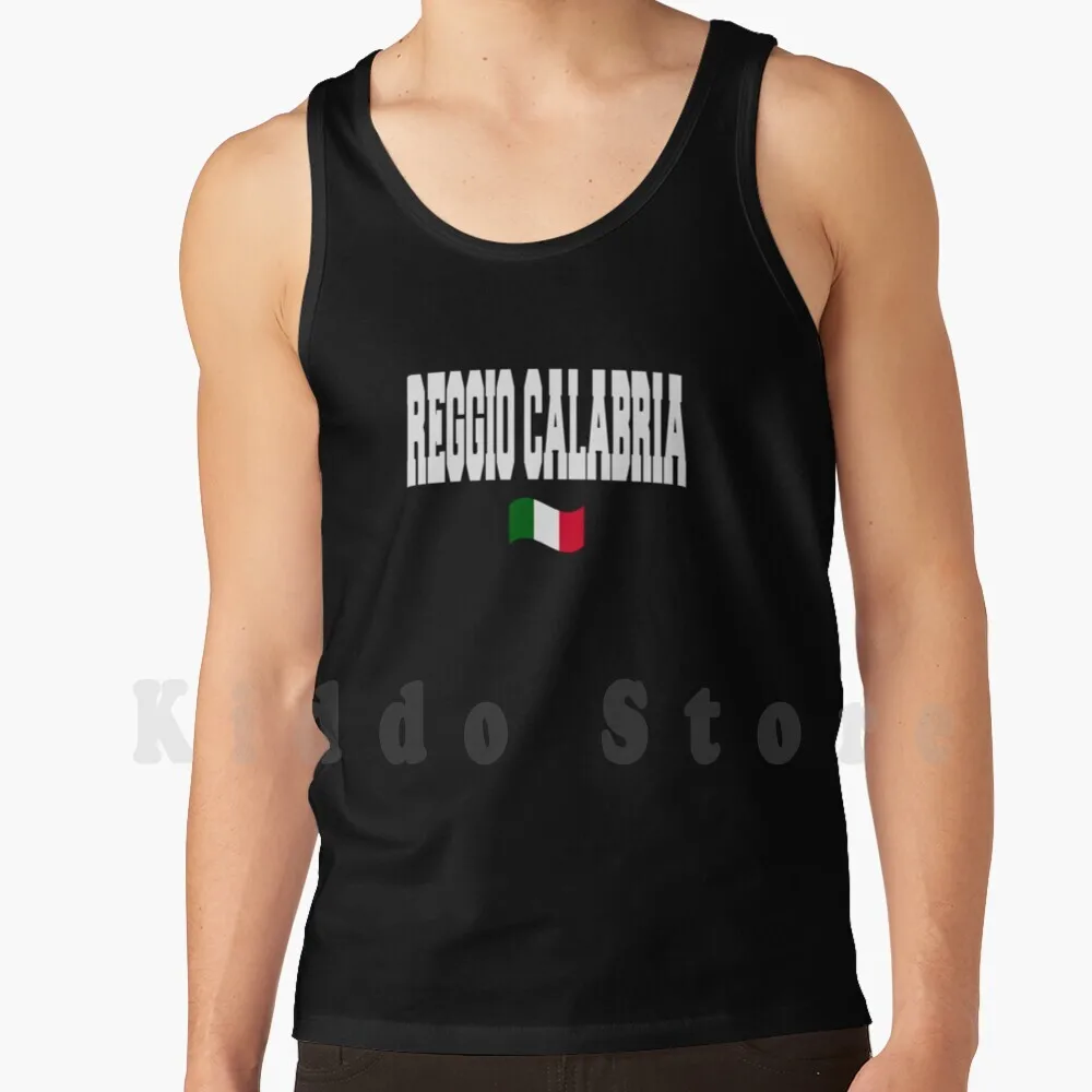 

Reggio Calabria With Italian Flag Tank Tops Vest 100% Cotton Reggio Calabria Italy Italia Flag City Region Red Green