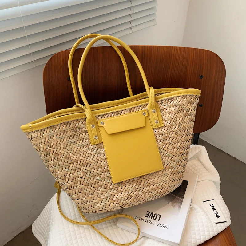 High Quality Women Straw Summer Handbags Fashion Ladies Shoulder Messenger Bags Designer Female Large Capacity Tote Beach Bag