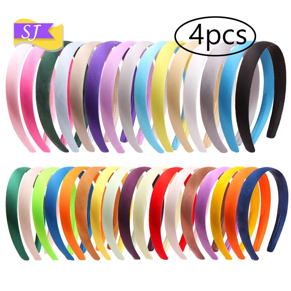 4 pezzi nuovi accessori per capelli compleanno per bambini forcina fai-da-te, panno carino 1.5cm 2cm fascia accessori per fascia in plastica satinata