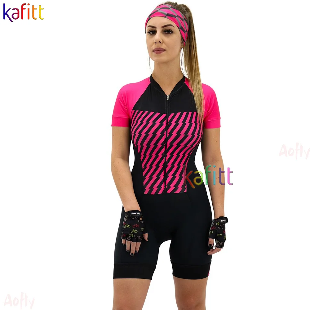 

Rou Para Ciclista Kafitt Female Cycling Monkey Set Sweatshirt Red Tights Cycling Suit Racing Outdoor Work Uniform Jardineira