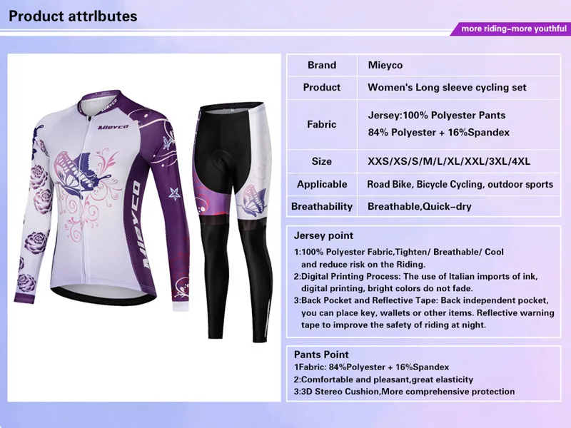 Frauen Radfahren Jersey Langarm Mtb Fahrrad Kleidung Fahrrad Radfahren Radfahren Set Quick Dry Ciclismo Ropa Bisiklet Kleidung Pro Anzug – Detail 3