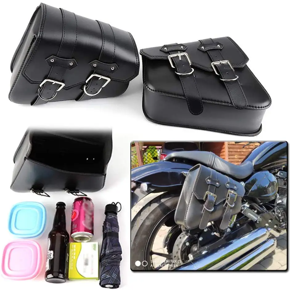 Waterproof Motorcycle bag For Sportster XL 883 1200 Motorcycle Saddle Bags Pu Leather Motorbike Side Tool Bag out door Luggage