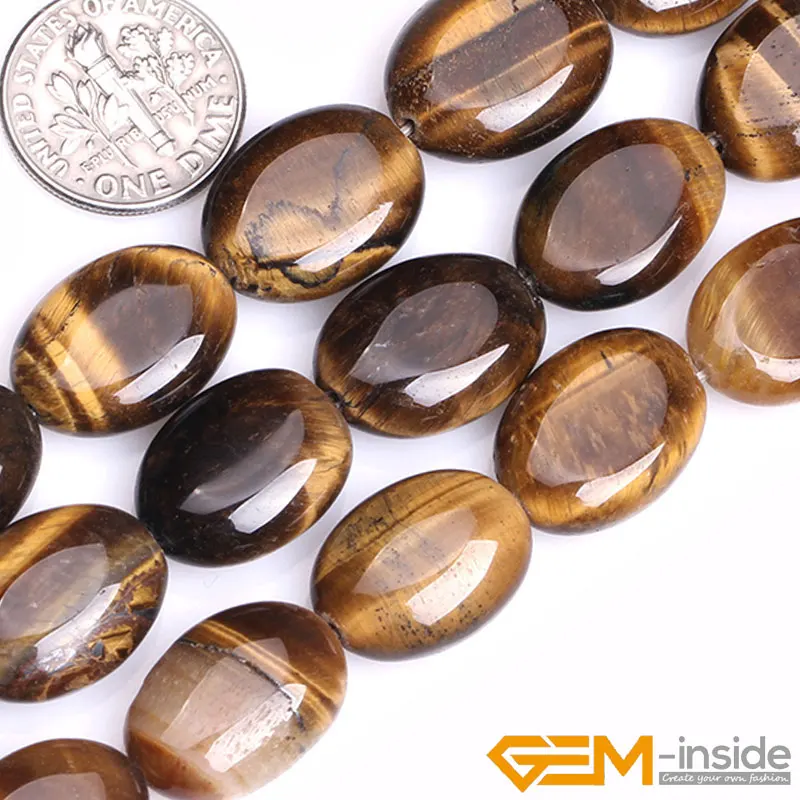 Natural Stone Tiger\'s Eye Oval Beads For Jewelry Making Strand 15 Inch DIY Bracelet Necklace For Women Gifts