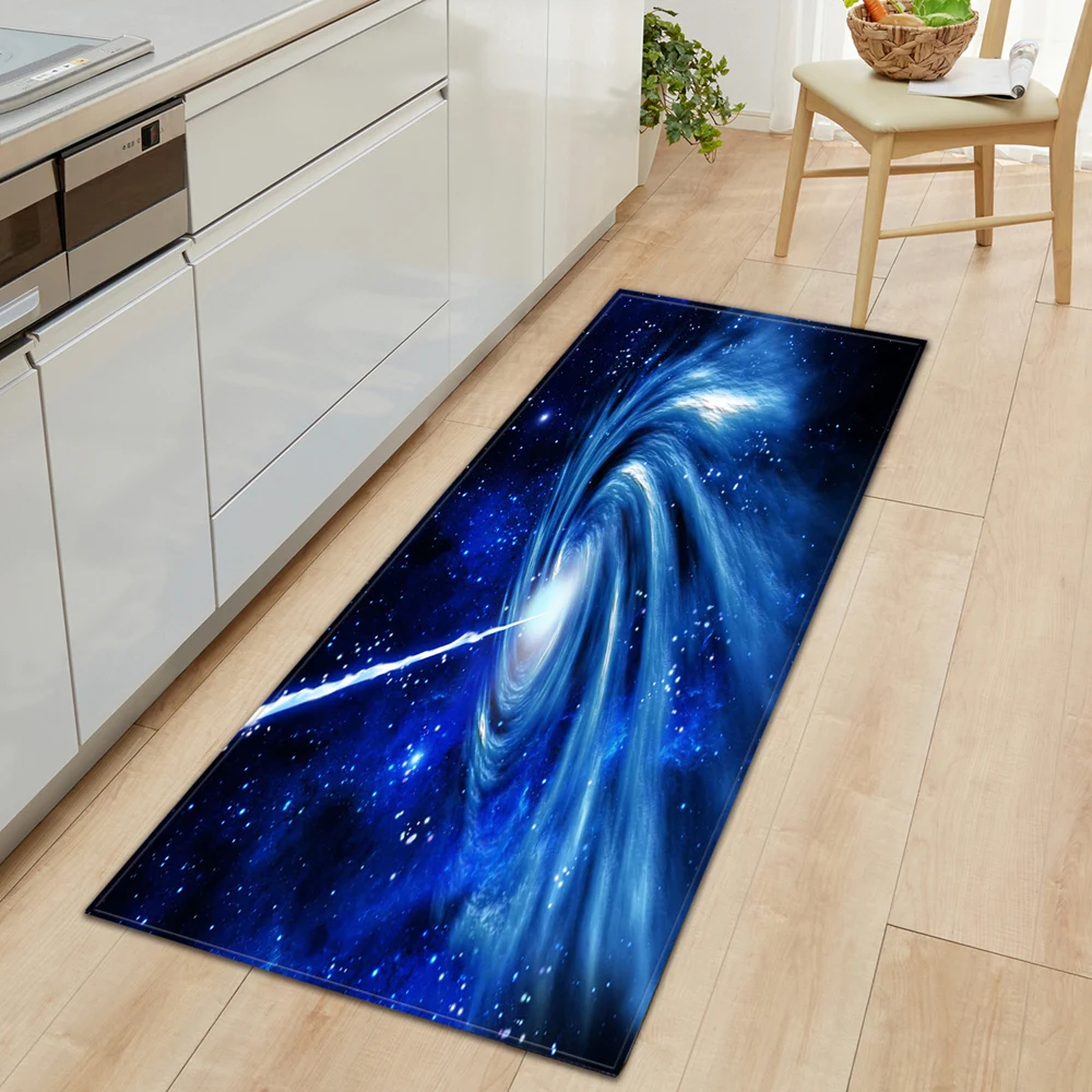 Kitchen Rug Entrance DoorRug Bedroom Hallway Floor Decoration Carpet Bathroom Absorb Water Anti-slip Rug Home 3D Starry Sky Rugs