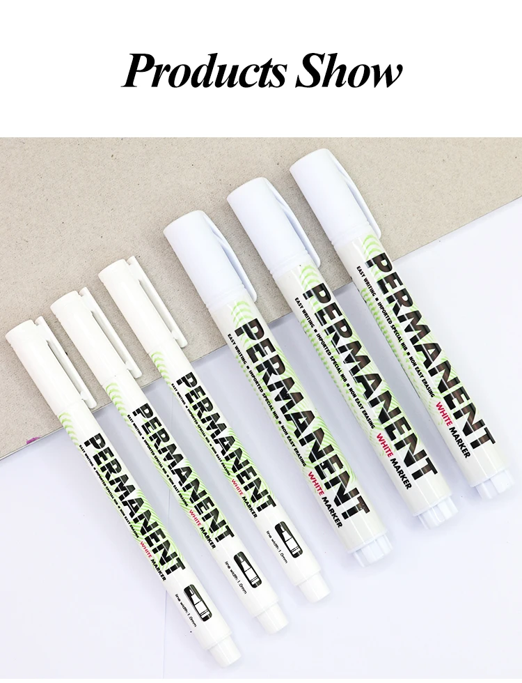 Leto 5/6/10/12Pcs White Waterproof Marker Pen Graffiti Paint Oil Car Tire Permanent 1.0/3.0mm Tip Graffiti Artist Supplies