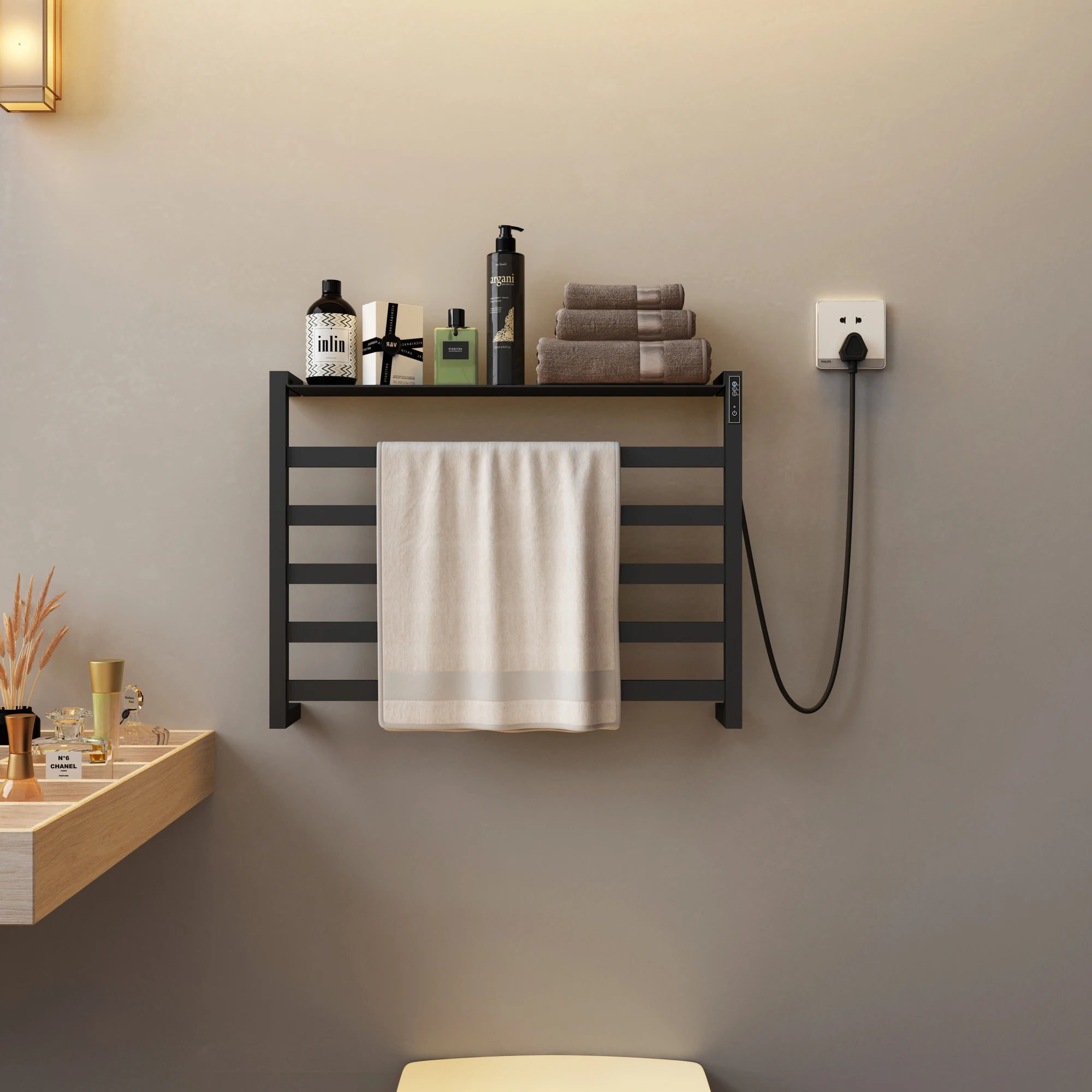 Bathroom fittings Electric heated towel rack, No Drilling.Stainless steel Sterilizing  Smart towel dryer,towel warmer.