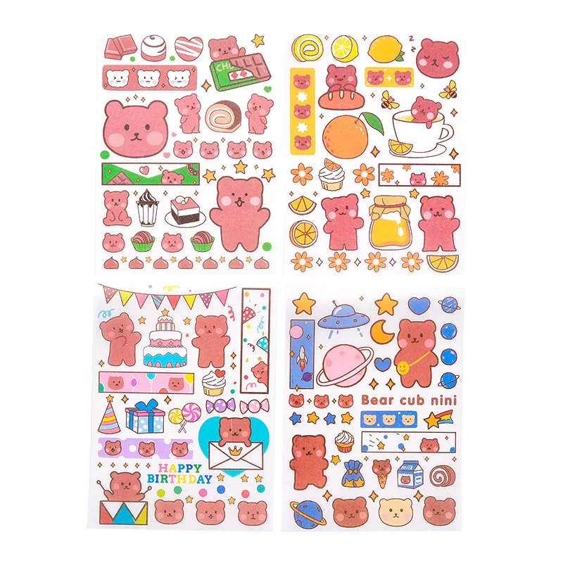 Adesivos desenhos animados kawaii ins fofos coreia meu urso diário criativo diy decoração de celular papelaria conta mão adesivo 4 tamanhos