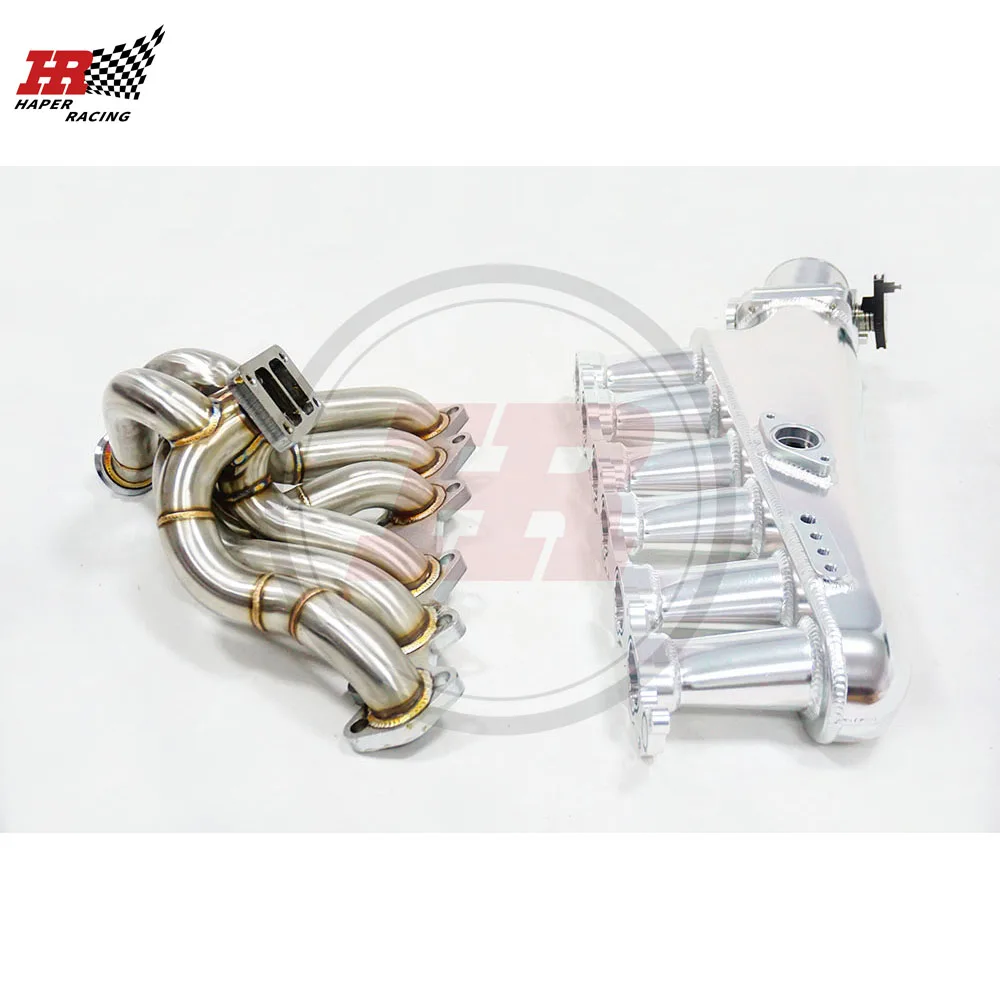 Haper Racing High Quality Billet Intake Manifold and Turbo Manifold For Supra 2JZ 2JZ-GTE Engine With 90MM THROTTLE BODY