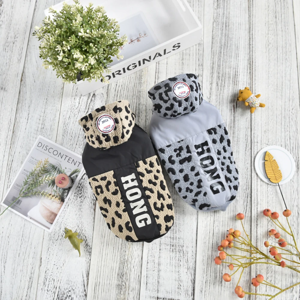 Autumn Winter Dog Coat Leopard Pattern Pet Jacket Puppy Cat Clothes for Teddy Chihuahua Big Dog Costume S-2XL Pets Supplies