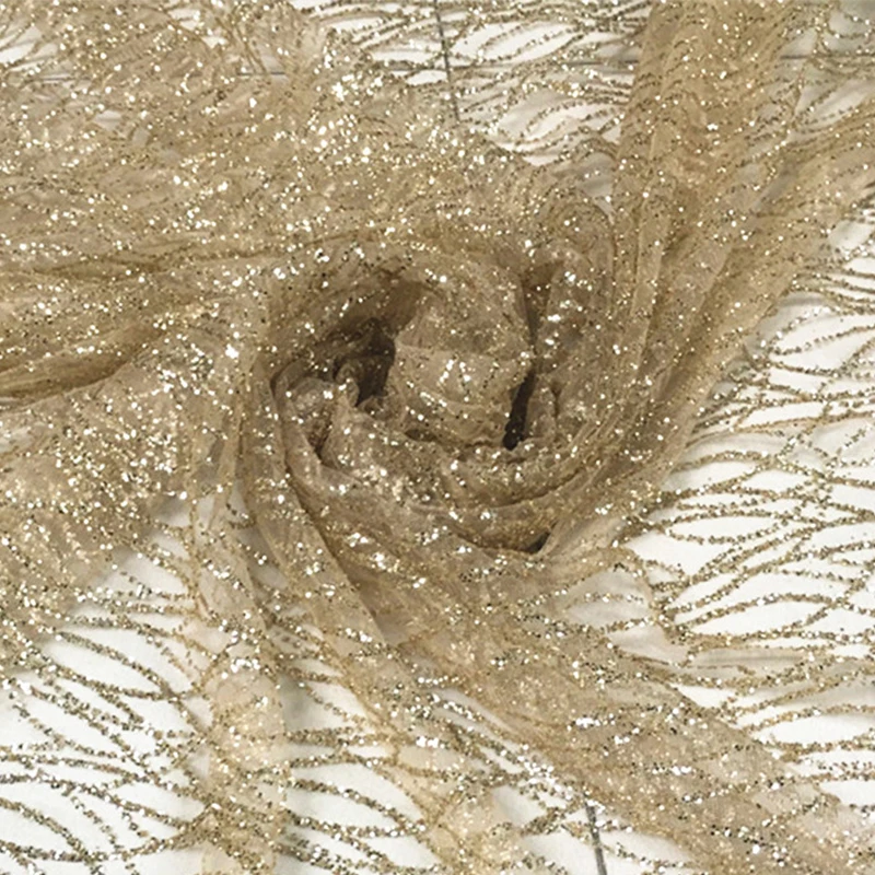 Sparkle Glitter Bronzing Sequin Lace Fabric Mesh Tulle Fabric for Wedding Dress,Gowns,Decor,Gold,White,Silver,By the Yard