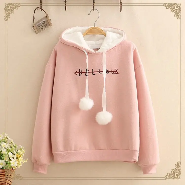 

plus velvet winter cute kawaii clothes oversize sweatshrit Pullovers plus size hoodies korean style streetwear tops