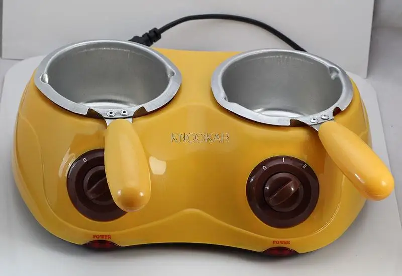 نافورة شوكولاتة كهربائية مزدوجة 250*2 مللي فوندو سعة شوكولاتة ساخنة آلة ذوبان وعاء أصفر/وردي 1 قطعة رائجة البيع