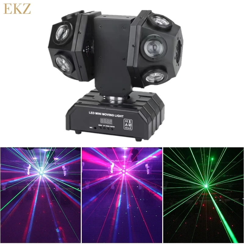 12 x 10W Super Beam Led Moving Head Laser Light With Dual Arm Rotation RGB +Red/Green Laser For DJ Disco Bar Party KTV Christmas