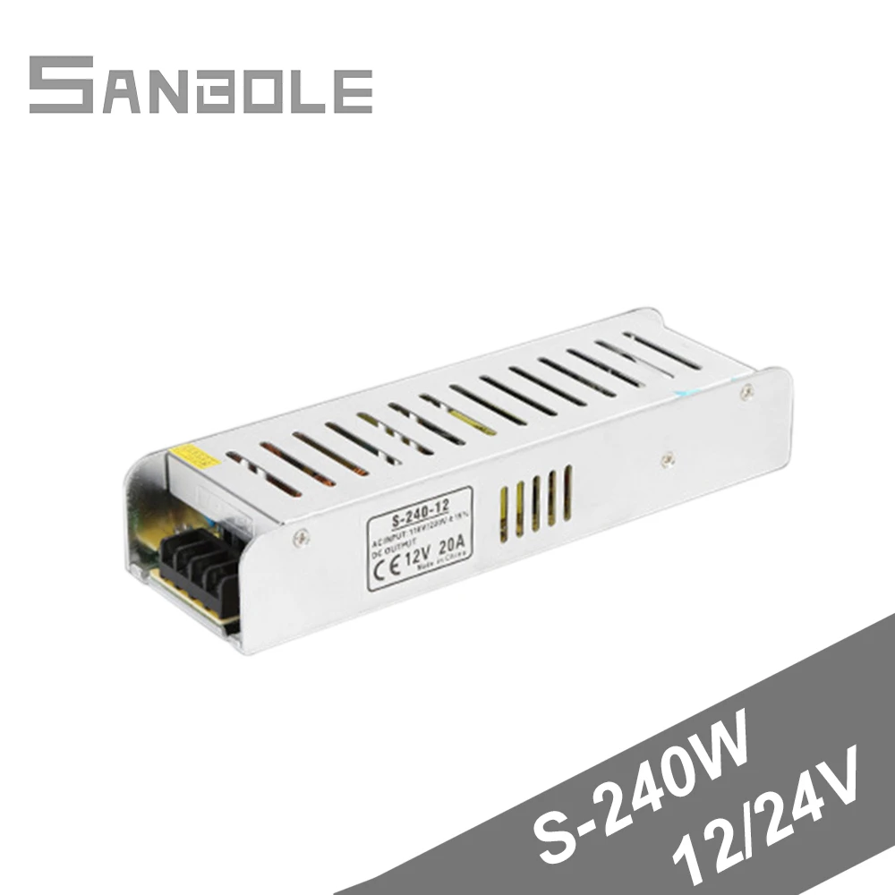 Led Switching Power Supply 240W /12V20A Strip Aluminium Shell Electric Low Voltage / Overheat Protection S-240-12