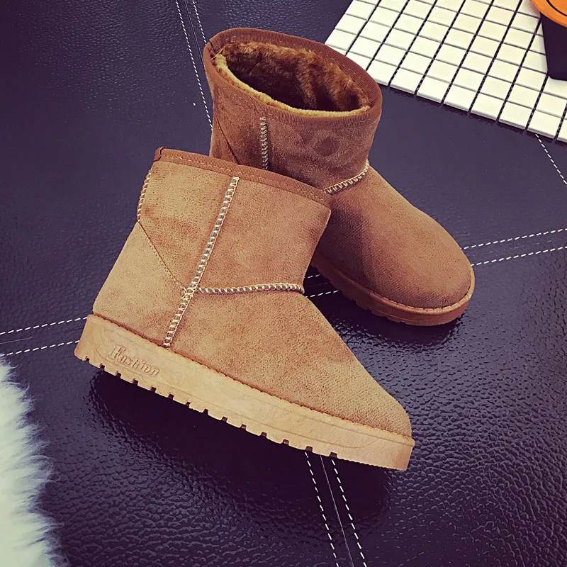 Winter Women\'s Short-Tube Snow Boot Plush Warm Women Shoes Suede Round-Toe Flat Heel Ankle Boots botines mujer 2023 WSH4267