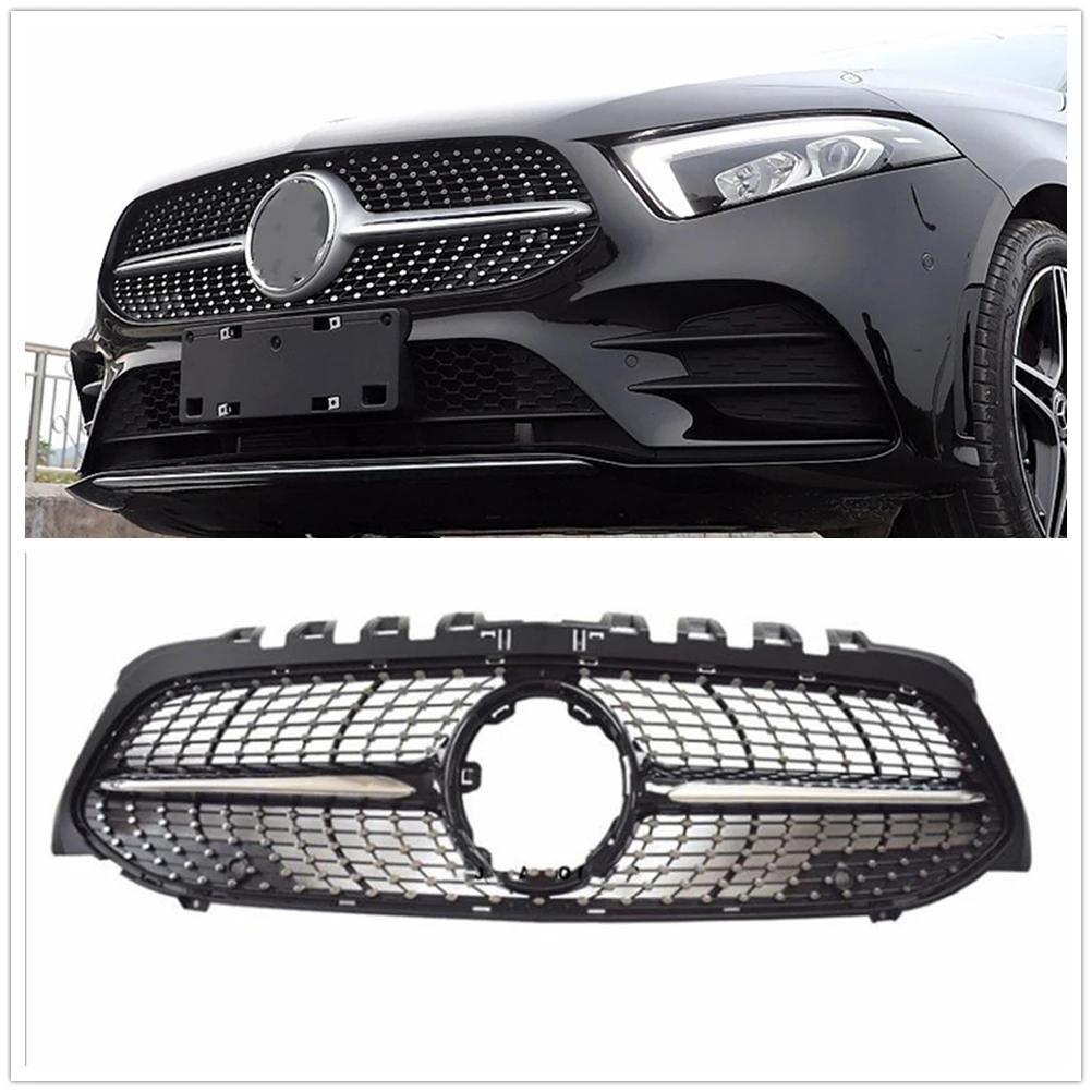 

For Mercedes Benz W177 V177 A Class 2019-2022 A180 A200 A250 A35 A45 Racing Grill Front Grille Black Upper Bumper Hood Mesh Grid