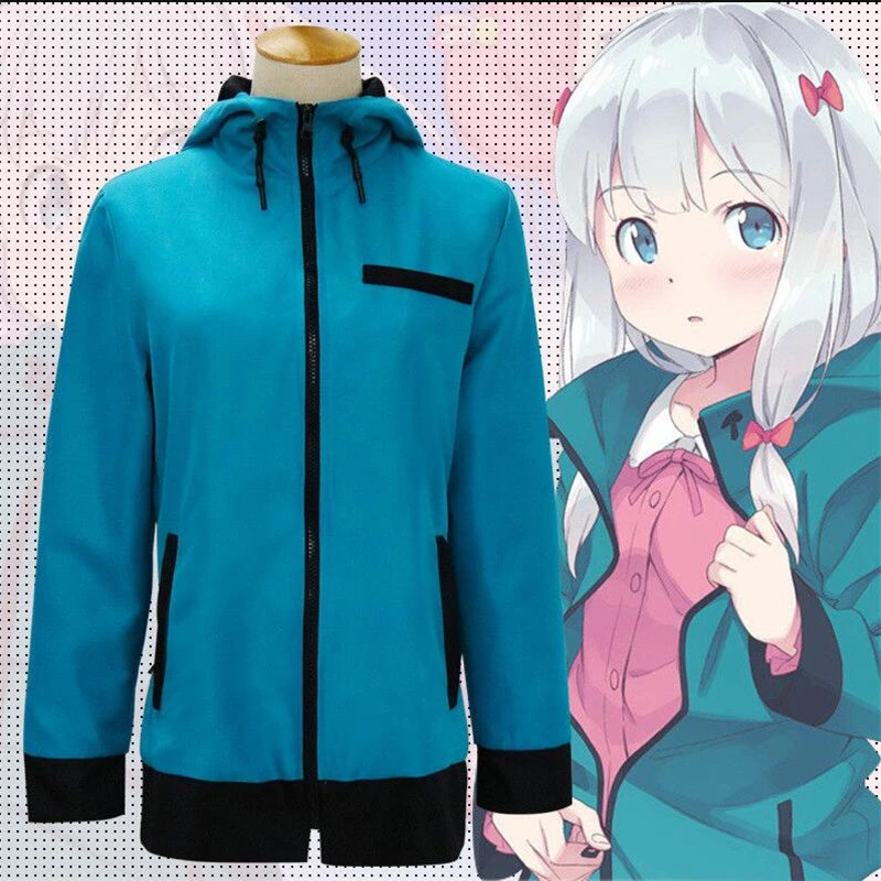 New Anime Eromanga Sensei Cosplay Suits Izumi Sagiri Pink Pajamas Blue Jacket Long Silver Wig Ero-Sensei Kawaii Girls Lolita