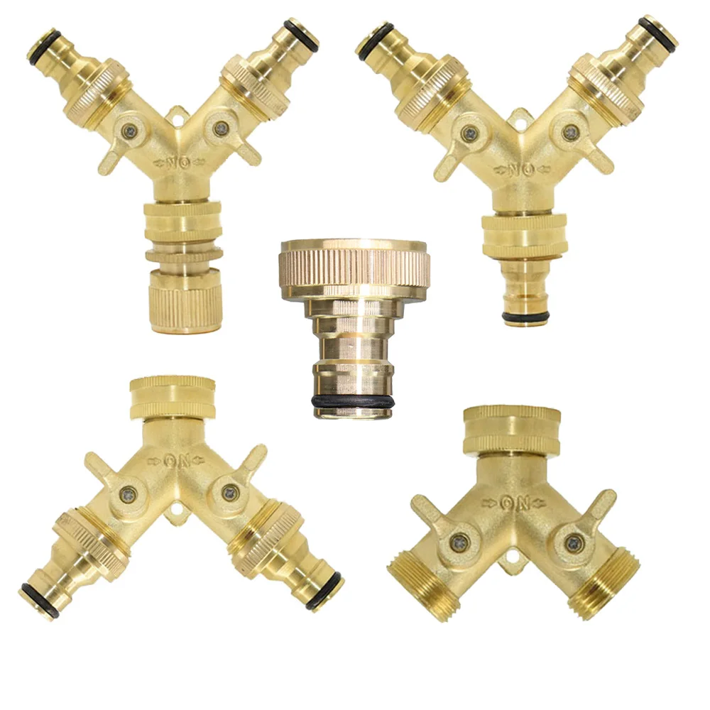 

3/4'' 16mm Heavy Duty Brass Y Splitter BSP/NPT Dual Outlet Tap Connector 2 Way Adapter 2 Valves Garden Irrigation Joints