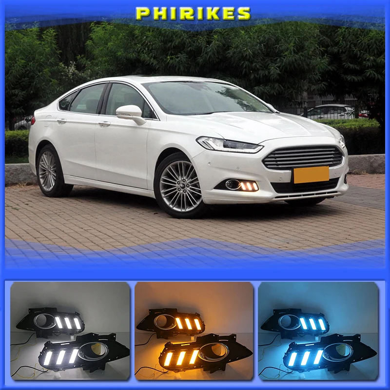 

For Ford Mondeo Fusion 2013 2014 2015 2016 Yellow Turning Signal Relay Waterproof Car DRL Lamp LED Daytime Running Light