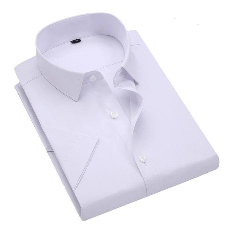2020 New Summer Men Shirt Short Sleeved Solid Twill Male Shirts Business Casual Dress White Shirt Man camisa masculina DA013