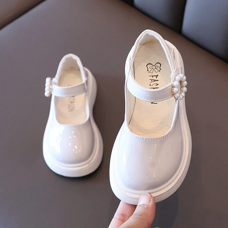 8 Year Princess Elegant School Shoes For Lights Girl Kid Dress Fashion Beaded Flat Children\'S Show Shoes Autumn Leather Sneakers