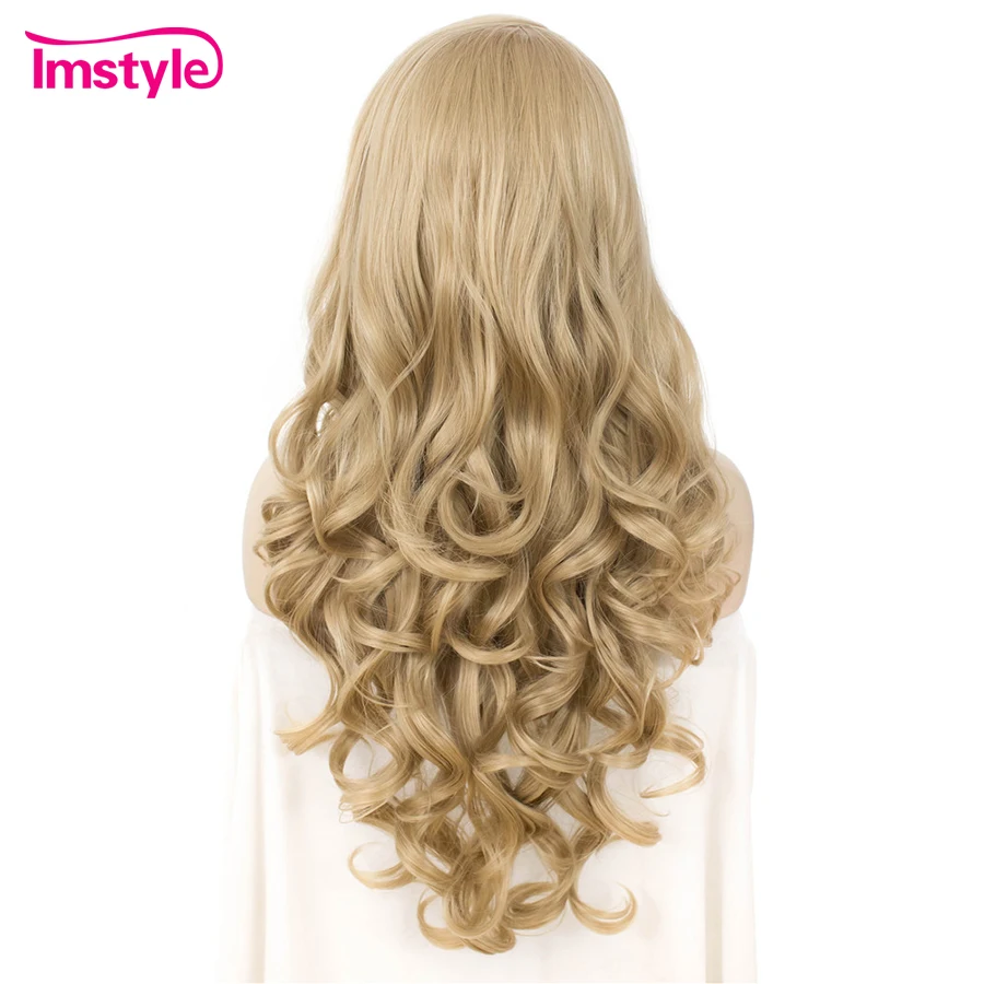 Imstyle Blonde Lace Wig Long Synthetic Lace Front Wig Heat Resistant Fiber Natural Wavy Wigs For Women Daily Cosplay Wig