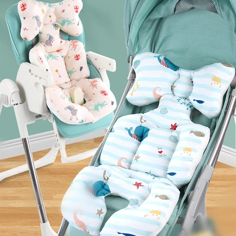 Thicken Kawaii Print Universal Baby Stroller Cushion Cover Lengthen High Chair Seat Safety Seat Pad Breathable Feeding Chair Mat