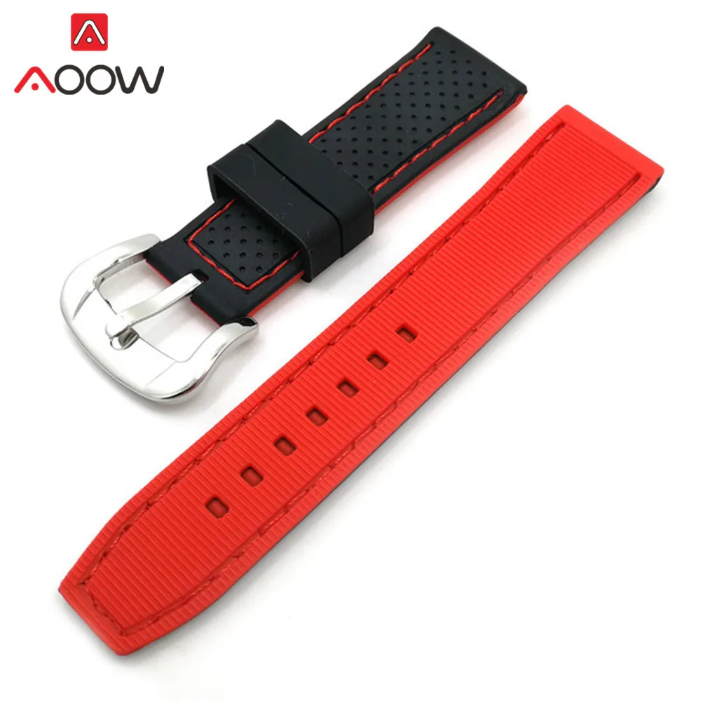 20mm 22mm 24mm Red Orange Blue Universal Soft Silicone Watchband Rubber Waterproof Sport Blet Bracelet Band Strap Accessories