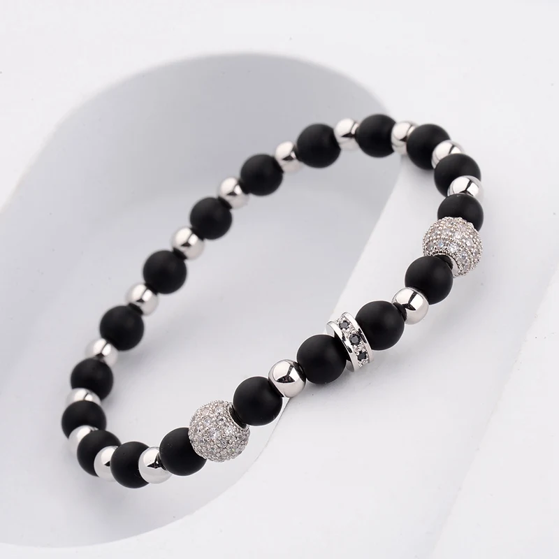 2023 Fashion CZ Zircon Copper Ball Bracelet Female Classic Round Stone Beads Golden Stretch Bracelets Party Fashion Jewelry