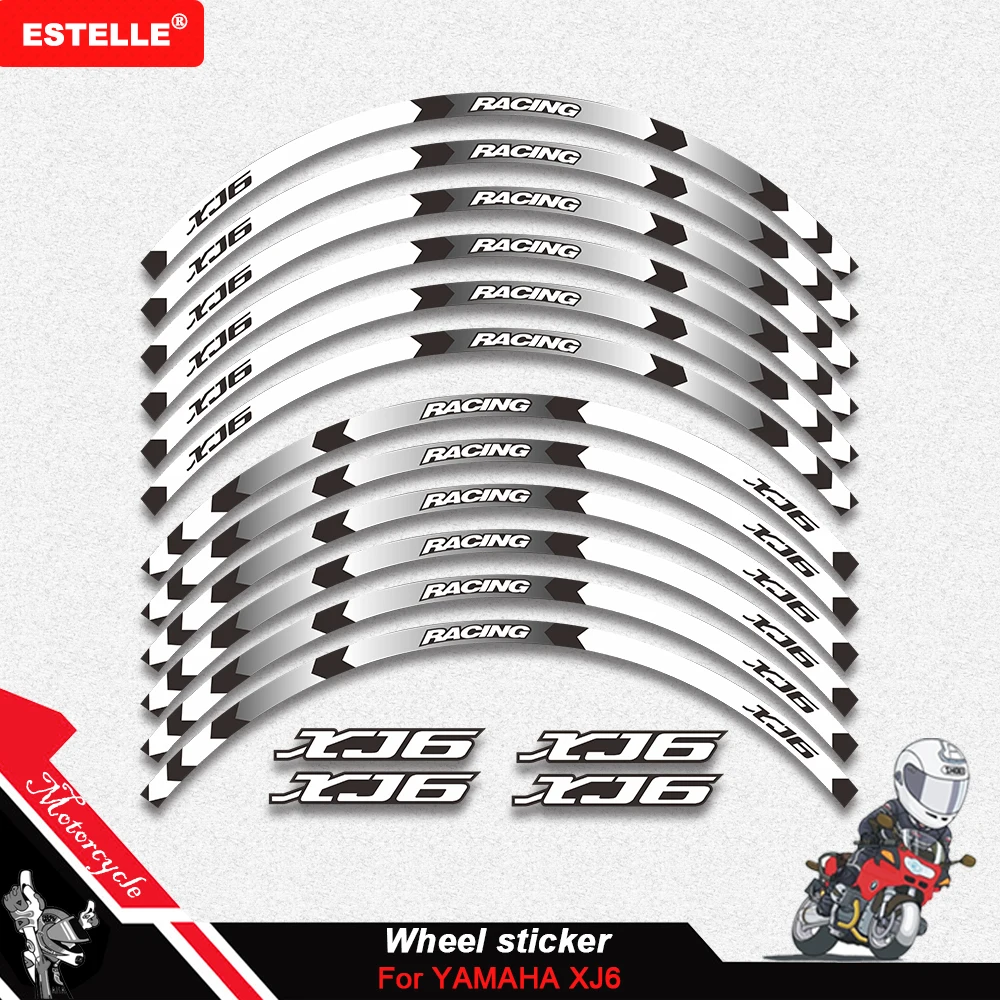 High quality Motorcycle front and rear wheels Edge Outer Rim Sticker Reflective Stripe Wheel Decals  For YAMAHA XJ6