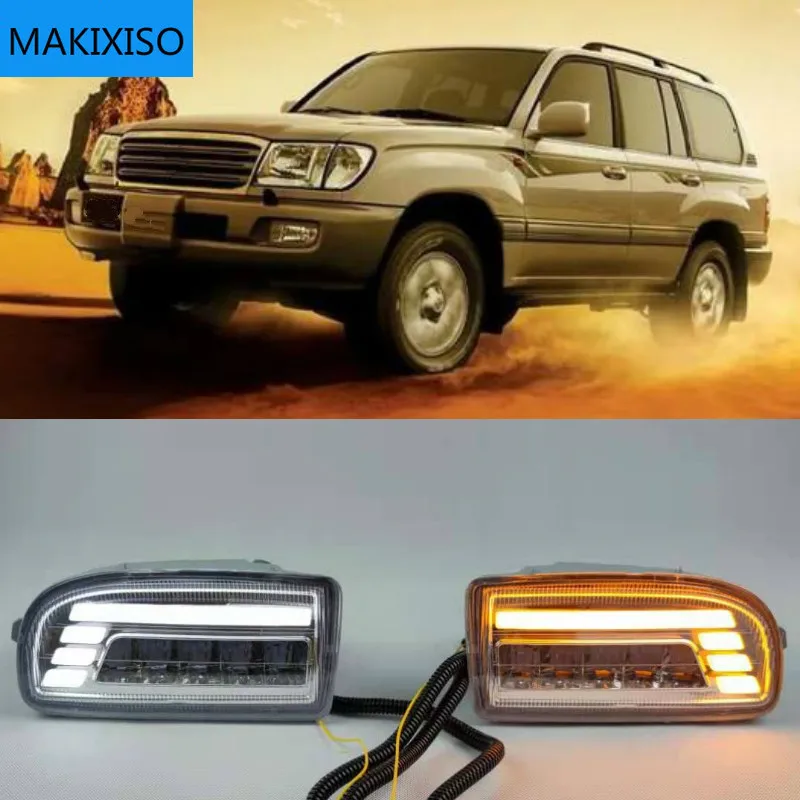 

A pair Modified front fog lamp For Toyota Land Cruiser Fj100 LED With Lens Front Bumper lamp Daytime Running Light