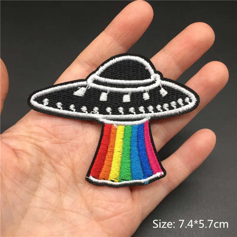 UFO Rocket Alien Patches for Clothing Stripes Appliques Embroidery Badge Sewing DIY Decoration Clothes Sticker Iron on Patch