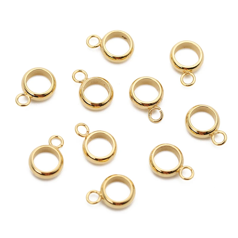 30pcs/lot Stainless Steel Pendant Connectors Bail Clasps Gold Color Pendants Clip Pinch For DIY Necklace Findings Jewelry Making