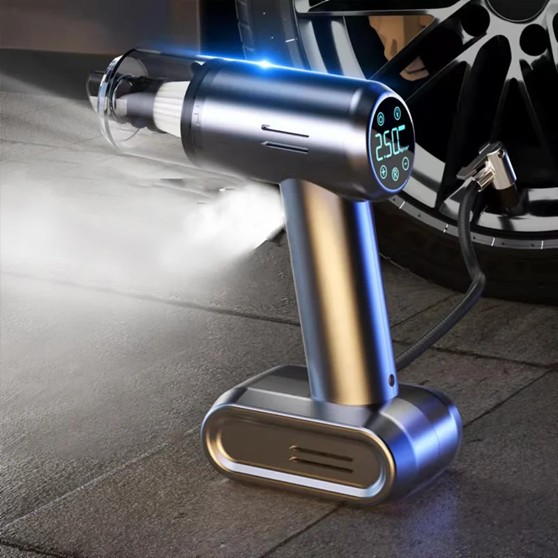 12000PA Four In One Car Vacuum Cleaner Air Pump Wireless Charging Wireless Vacuum Cleaner Large Suction Home Led Lights
