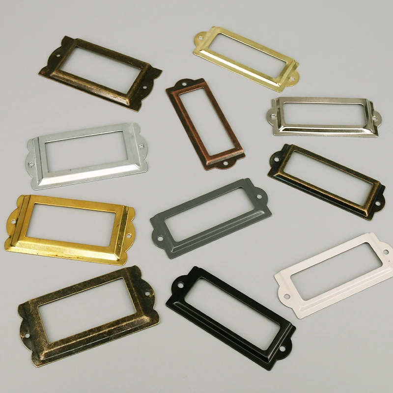 4PCS Antique Iron Tag Label Frame Name Card Holder Cabinet Drawer Box Case Metal Frame with Screws Furniture Hardware