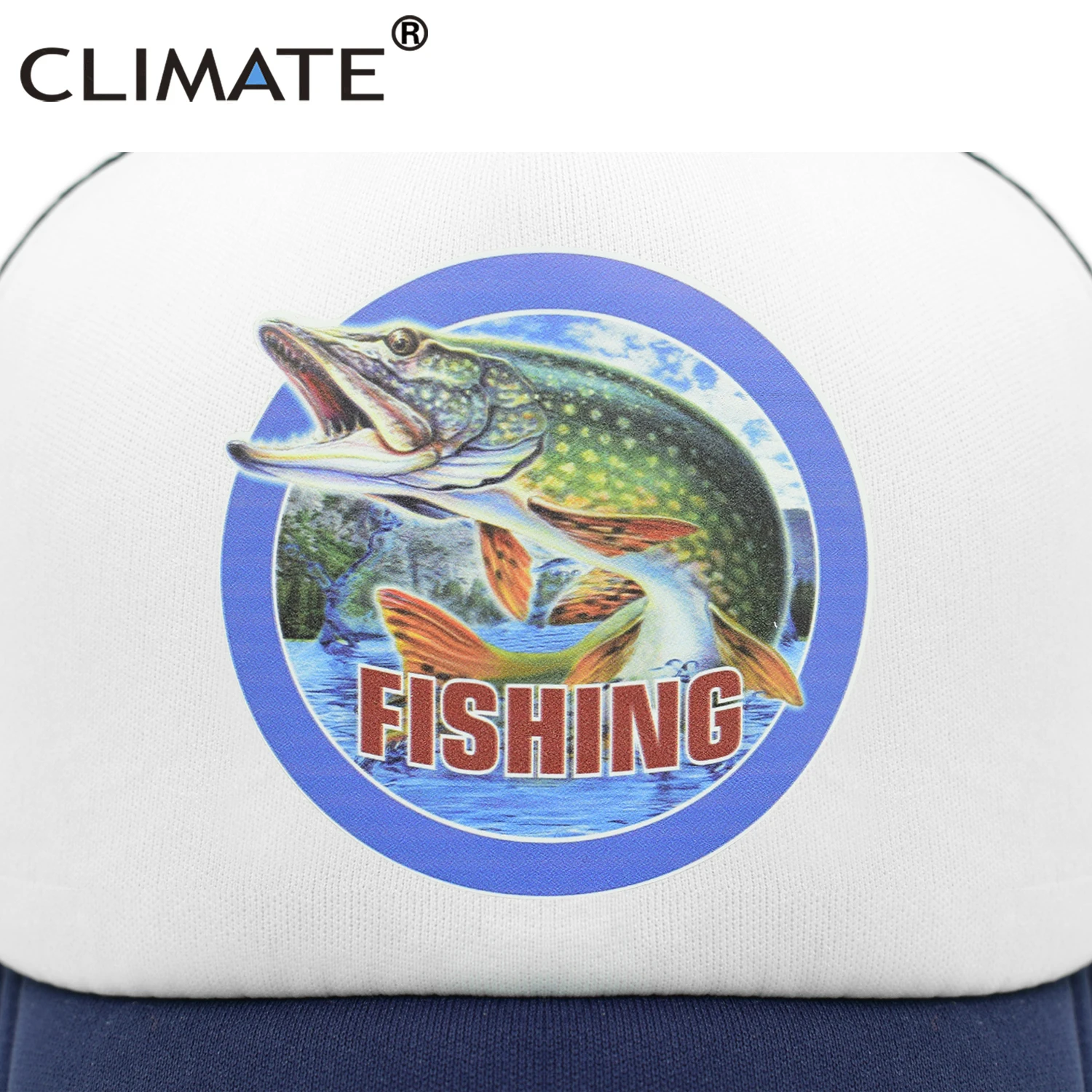 CLIMATE Fishing Fisher Cap Pike Fish Hunt Trucker Cap for Man Fisher Fishing Fish Hat Baseball Cap Cat Summer Cool Mesh Cap Fish