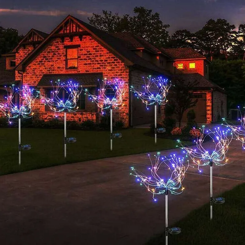 Party Decor Solar Luminous Fireworks Light Wedding Christmas Garden Decoration Dandelion Lamp For Outdoor Indoor