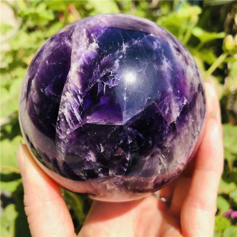 Pierre d'améthyste naturelle, belle boule de cristal de quartz violet, cristaux de guérison