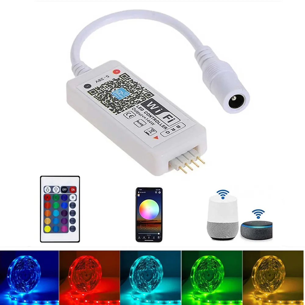 

10 PCS DC12V Mini Wifi RGB/RGBW Led Controller + IR 24 Key Remote Controller for 5050 RGB / RGBW LED Strip