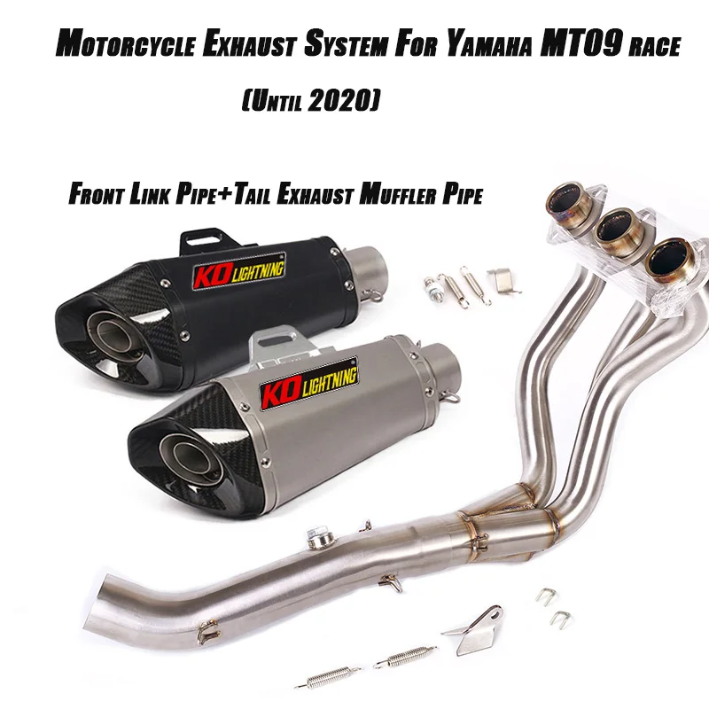 Front Link Pipe Stainless Connect Tail 51mm Exhaust Muffler Tube Lossless installation For Yamaha MT09 race FZ09 Full Set System