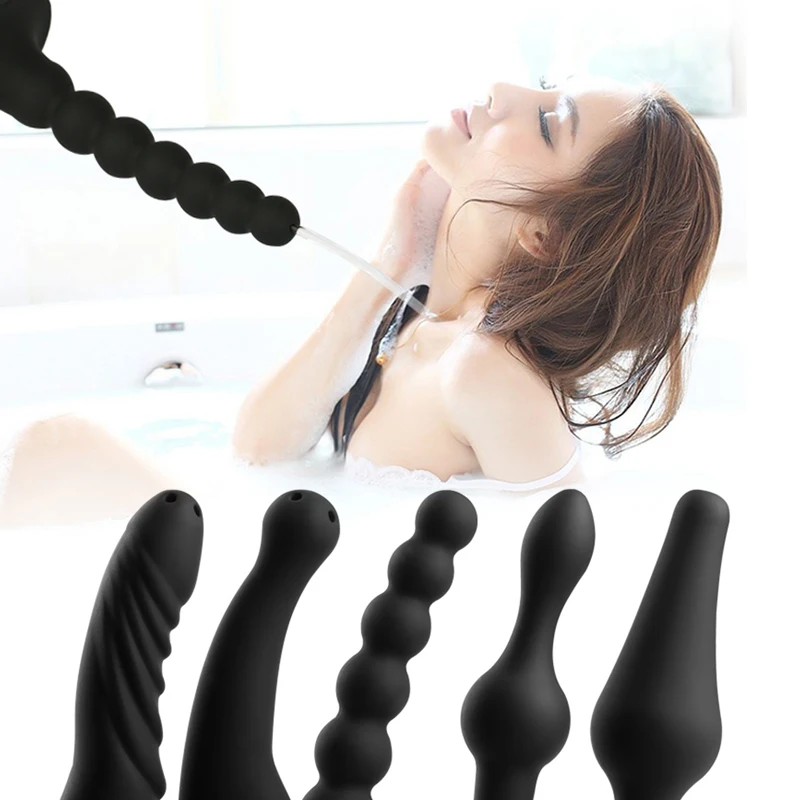 Soft Silicone anal plug Faucets Rushed Anal Douche Shower Cleaning Enemator Enema Connectable plugs Cleaner adult sex toys